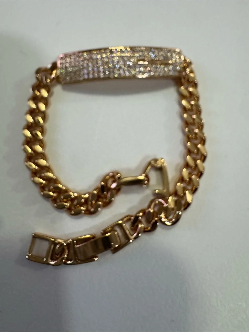 Gold-Tone Pavé ID Chain Bracelet